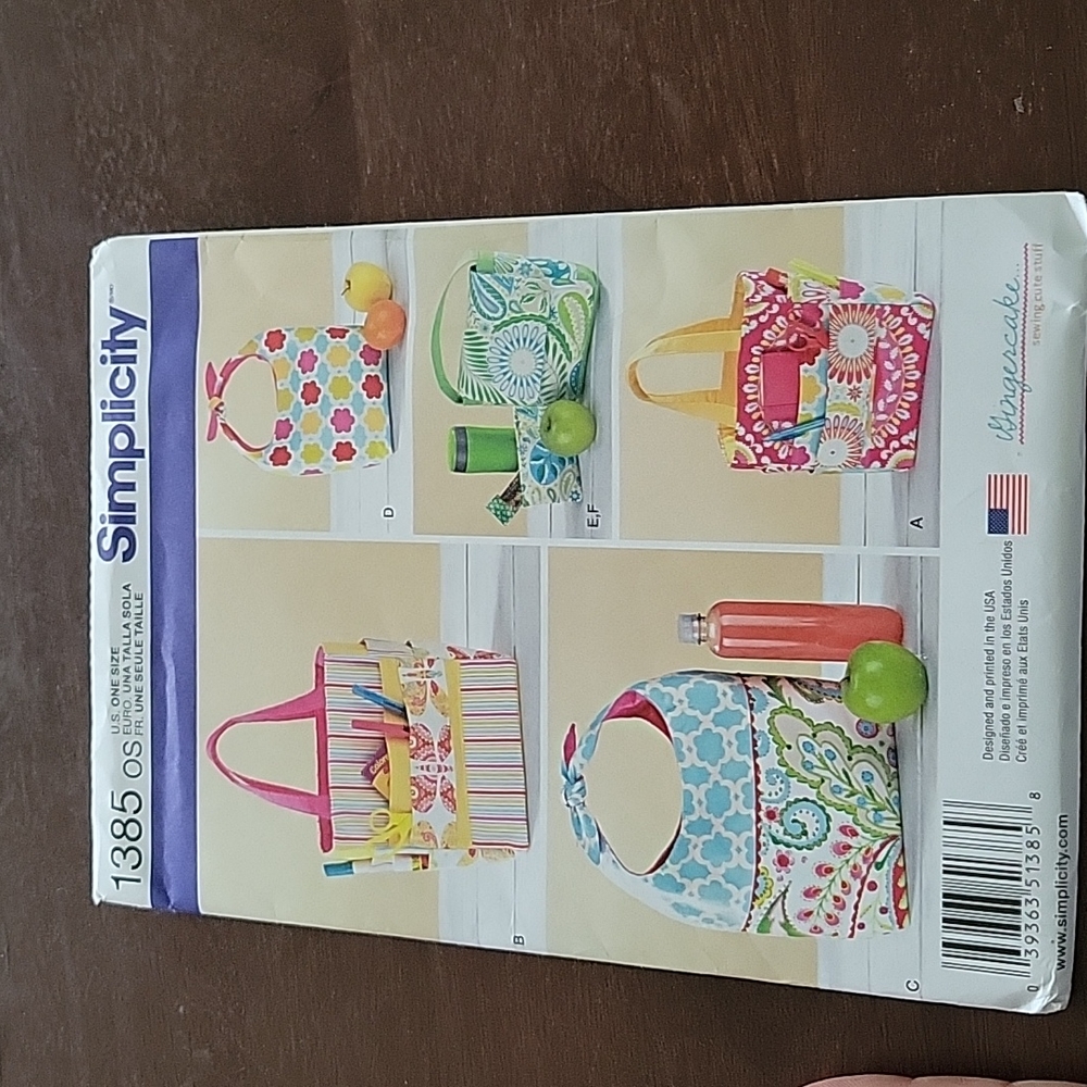Simplicity Gingercake Totes Patterns purse handbag sewing
